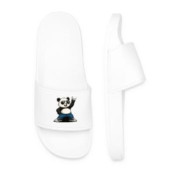 Funny Panda Rock Music - Men’s Pool Sliders - white - Front