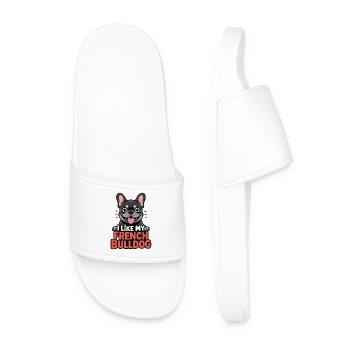 I like my French Bulldog Dog Love - Men’s Pool Sliders - white - Front