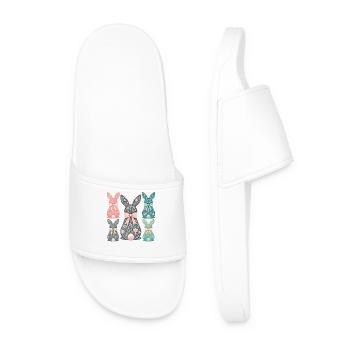 Easter Bunny Floral Pattern Retro Look - Men’s Pool Sliders - white - Front