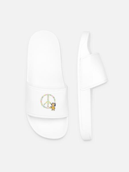 Peace Flowers Blossoms - Men’s Pool Sliders - white