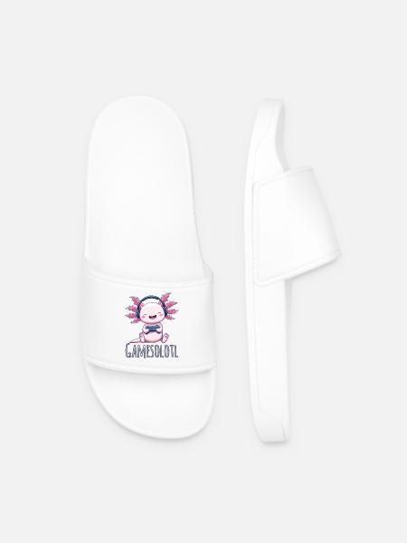 Axolotl Gamer Energy - Men’s Pool Sliders - white