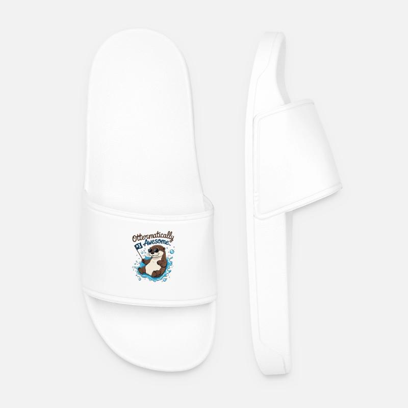 Otter-like cool – Funny Otter - Men’s Pool Sliders - white