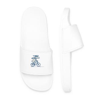 Moose Bicycle Cartoon Design with Humor in Retro - Men’s Pool Sliders - white - Front