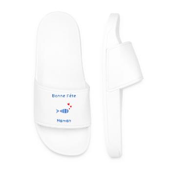 HAPPY BIRTHDAY. HEART. HAPPY MOTHER'S DAY. MOM - Men’s Pool Sliders - white - Front