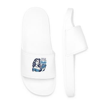 Retro book girl design for frequent readers with aesthetics - Men’s Pool Sliders - white - Front