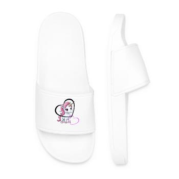 Unicorn Heart Hearts Valentine - Men’s Pool Sliders - white - Front