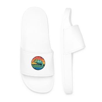 Coucher de soleil rétro caméléon propriétaire pour les amateurs de reptiles - Claquettes Homme - blanc - Devant