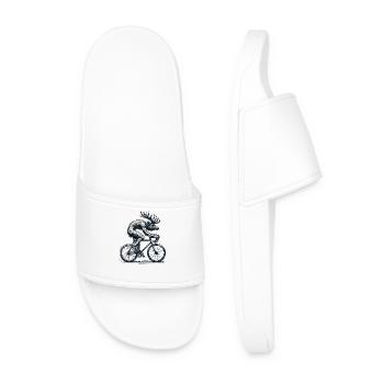 Funny Bicycle Moose Retro Cycling Fans - Men’s Pool Sliders - white - Front