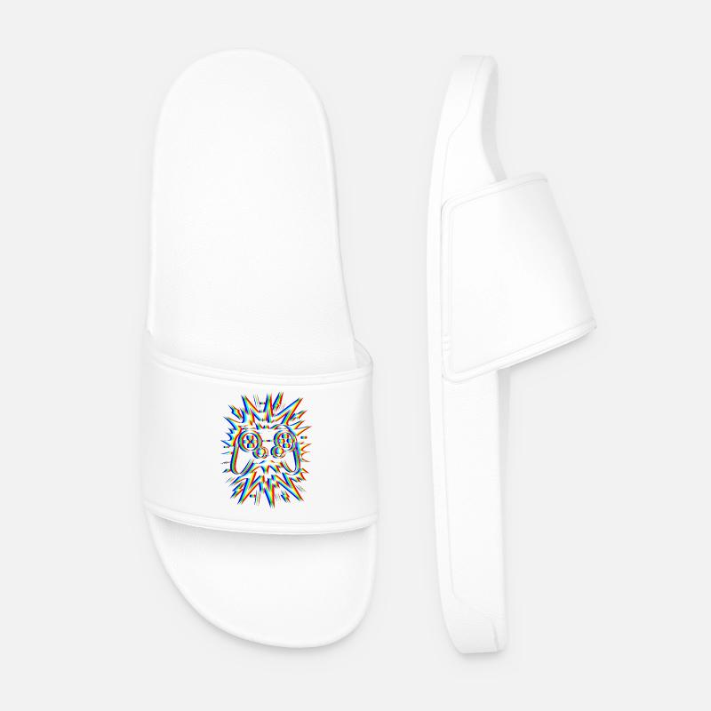 Glitch Controller – Gaming Explosion - Men’s Pool Sliders - white