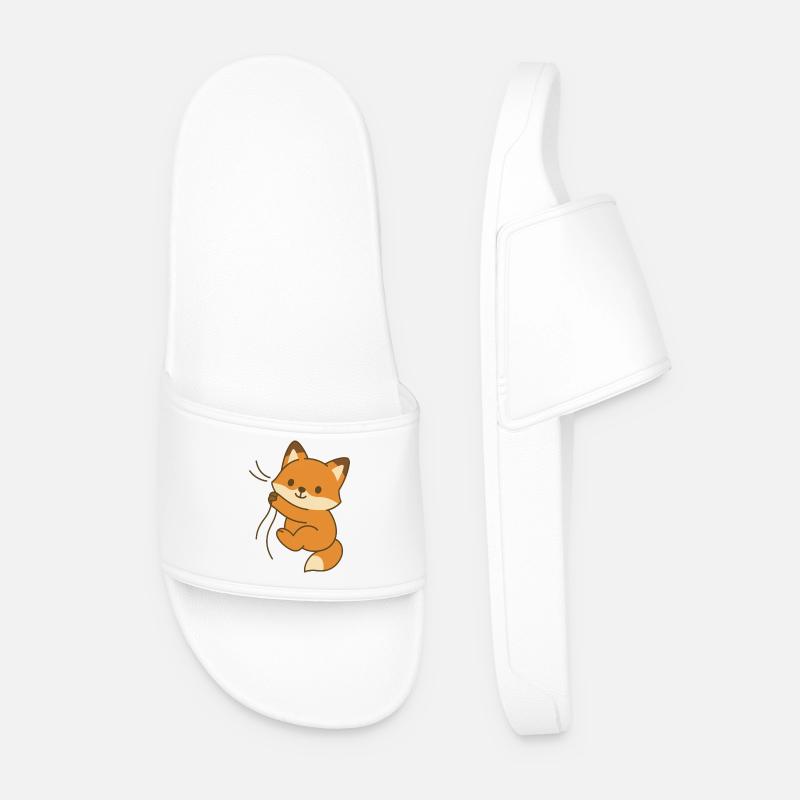 Cozy Fox Cub - Men’s Pool Sliders - white