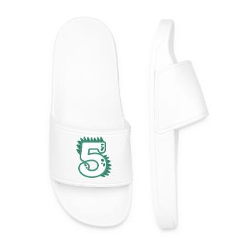 Number 5 - Men’s Pool Sliders - white - Front
