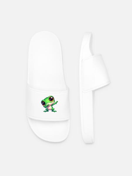 Niedlicher Frosch Dab Gamer Tierschutz Cartoon - Männer Badelatschen - Weiß
