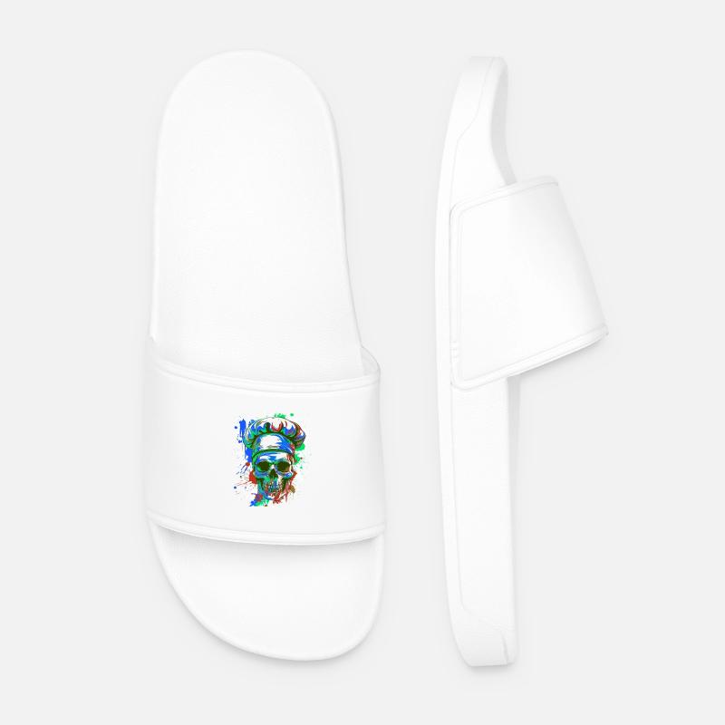 Chef Chef Skull - Men’s Pool Sliders - white