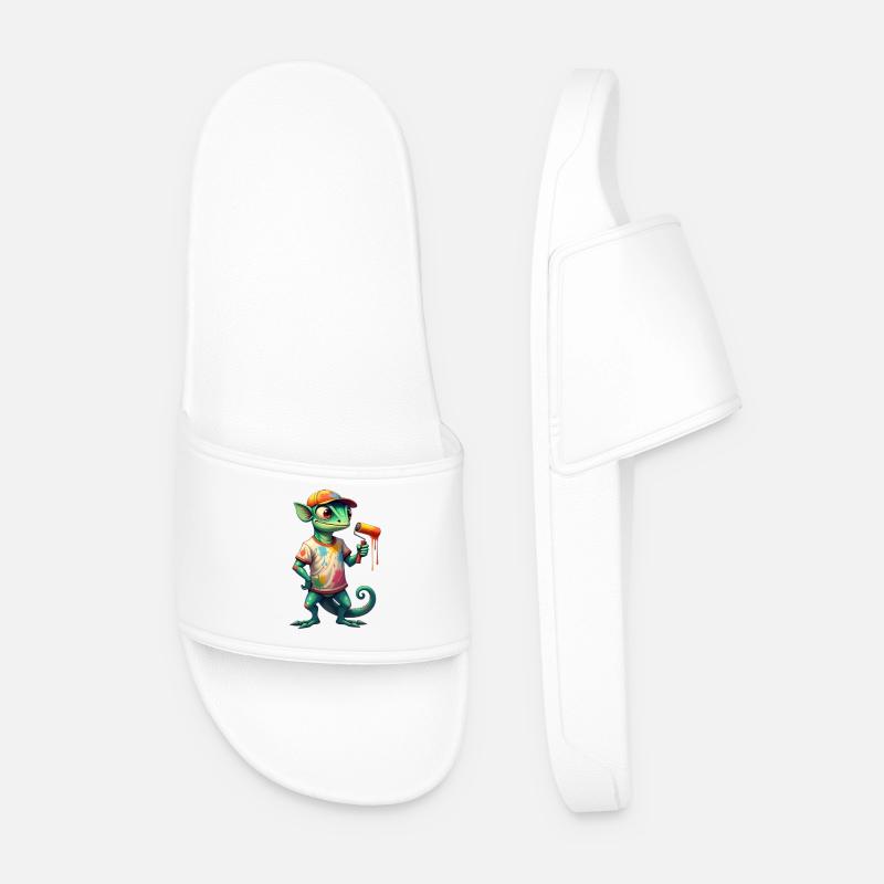 Chameleon als Maler - Männer Badelatschen - Weiß