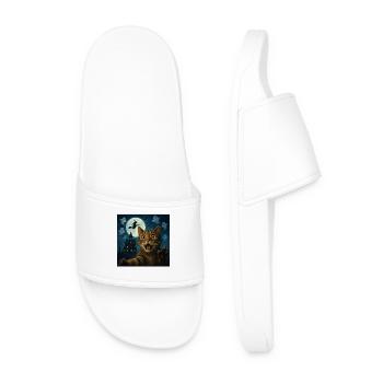 Selfie de chat d'Halloween avec une maison effrayante - Claquettes Homme - blanc - Devant