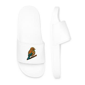 Illustrations florales et oiseaux, tourtereaux et nature - Claquettes Homme - blanc - Devant