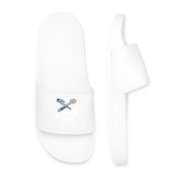 Garage Life Wrench Tools Mechanic Lifestyle - Men’s Pool Sliders - white - Front