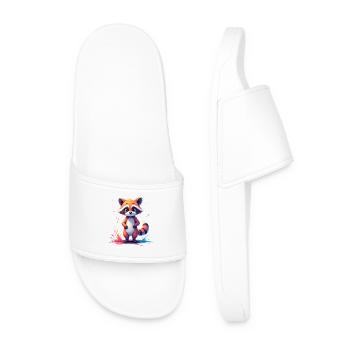 Cute raccoon design with color splash - Men’s Pool Sliders - white - Front