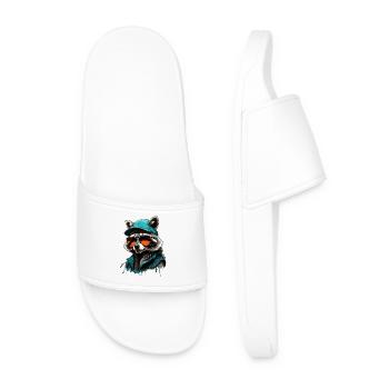 Raton laveur cool avec des lunettes de soleil et une casquette - Claquettes Homme - blanc - Devant