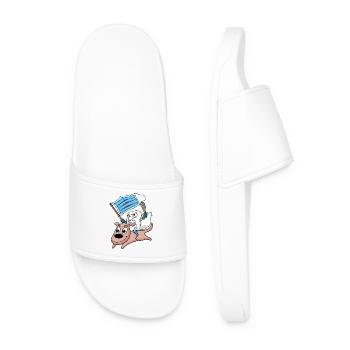 Humorous protest dog illustration - Men’s Pool Sliders - white - Front