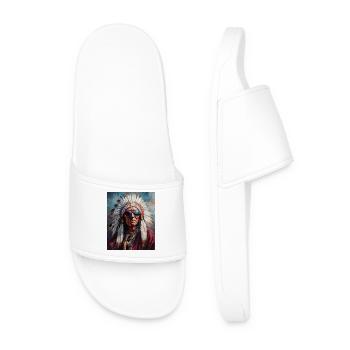 Indian chief with sunglasses - Men’s Pool Sliders - white - Front