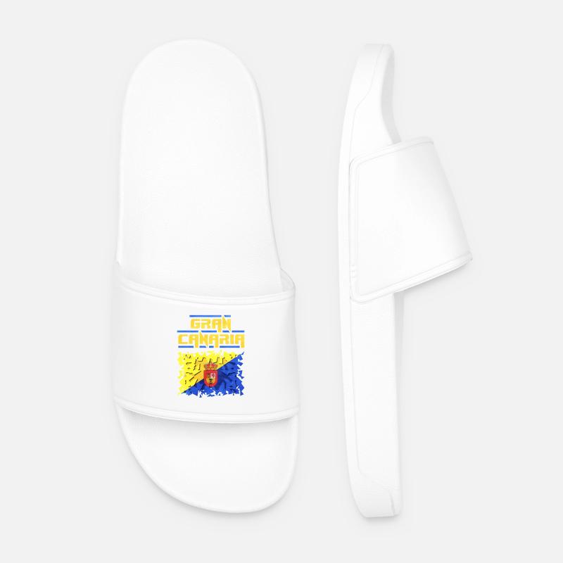 Gran Canaria Flag Puzzle Design - Men’s Pool Sliders - white