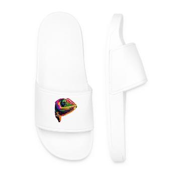 Chameleon Lizard Reptile Chameleon Iguana Lizard - Men’s Pool Sliders - white - Front