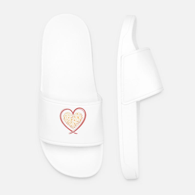 Leopardprint Herz Leopard - Männer Badelatschen - Weiß
