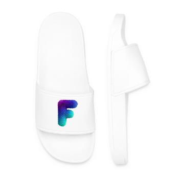 Lettre F aspect fourrure avec dégradé de couleurs - Claquettes Homme - blanc - Devant