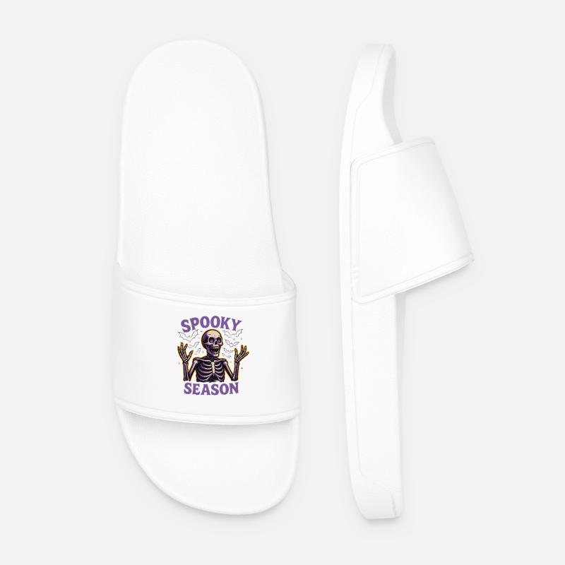 Gruseliges Skelett mit Fledermäusen - Männer Badelatschen - Weiß