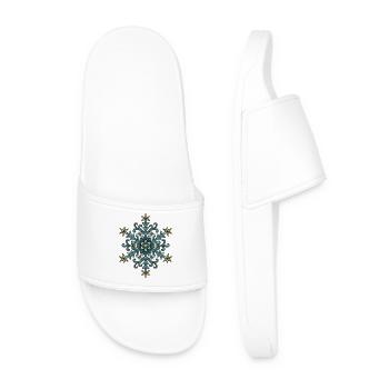 Festive Blue Snowflake Design - Men’s Pool Sliders - white - Front