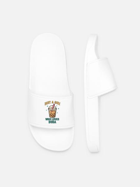 Boba Lovers Motif - Men’s Pool Sliders - white