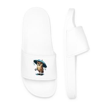 Powerful owl rain with umbrella - Men’s Pool Sliders - white - Front