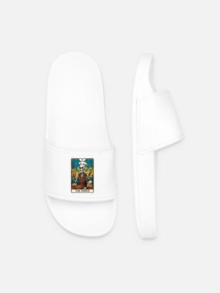 Skeleton Baker Tarot Card - Men’s Pool Sliders - white
