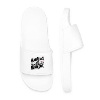 Warning May Spontaneously Nerd Out - Men’s Pool Sliders - white - Front