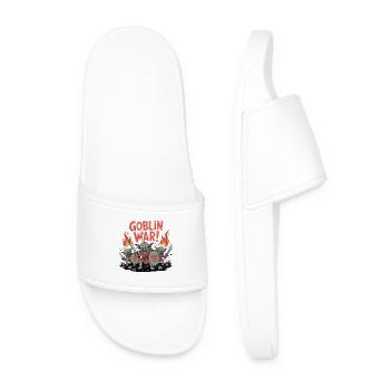 War Battle Illustration - Men’s Pool Sliders - white - Front