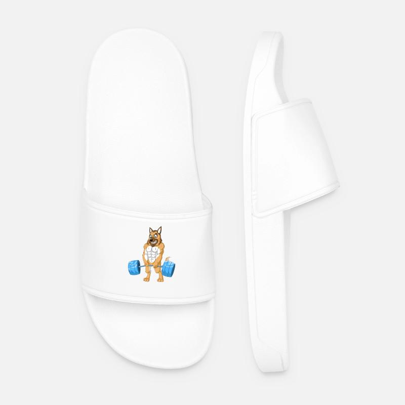 German Shepherd Weightlifting - Men’s Pool Sliders - white