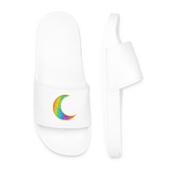 Regenbogen Mond Glitzer Design - Männer Badelatschen - Weiß - Vorne
