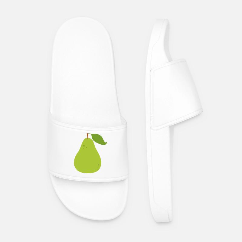 Lebendige grüne Birne Illustration - Männer Badelatschen - Weiß