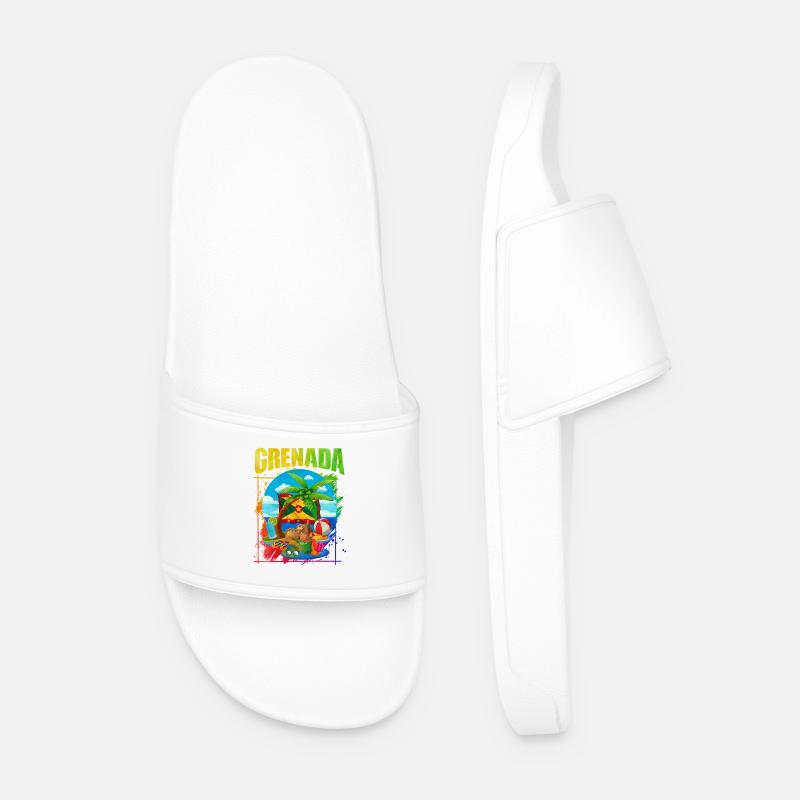 Tropischer Strand mit Grenada-Motiv - Männer Badelatschen - Weiß