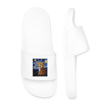 Guépard Léopard Style Van Gogh Étoilé - Claquettes Homme - blanc - Devant
