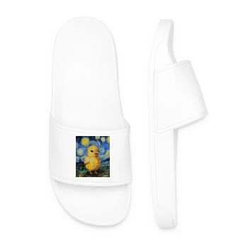 Poussin Poulet Coq Style Van Gogh Étoilé - Claquettes Homme - blanc - Devant
