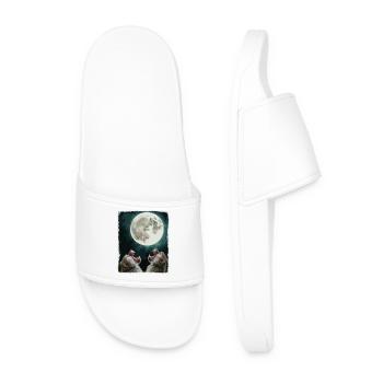 Moon and baboon night sky - Men’s Pool Sliders - white - Front