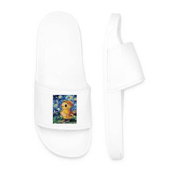 Poussin Poulet Coq Style Van Gogh Étoilé - Claquettes Homme - blanc - Devant