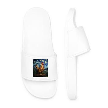 Poulet Coq Poulets Style Van Gogh Étoilé - Claquettes Homme - blanc - Devant