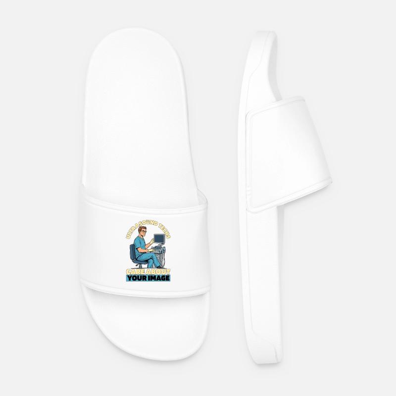 Sonographer Ultrasound Techs Care About Sonography - Men’s Pool Sliders - white