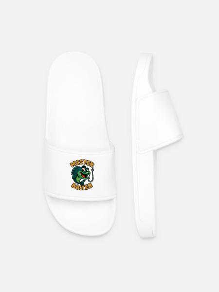 Master Baiter – funny fishing pun - Men’s Pool Sliders - white