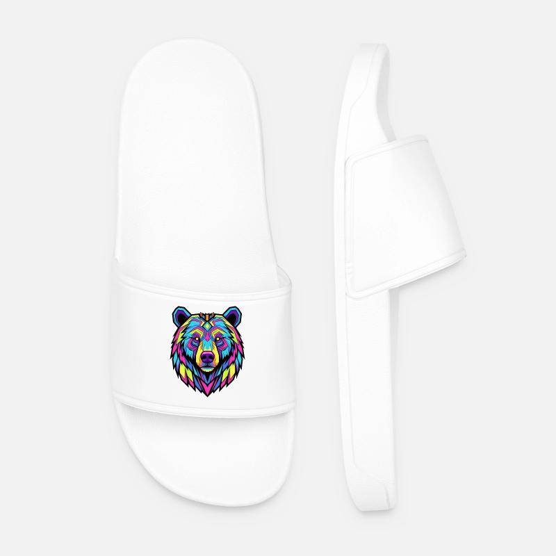 Neon Tribal Bär Illustration - Männer Badelatschen - Weiß