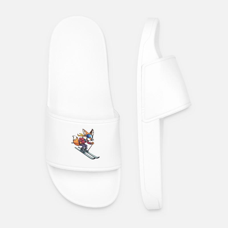 Adventure fox while skiing - Men’s Pool Sliders - white