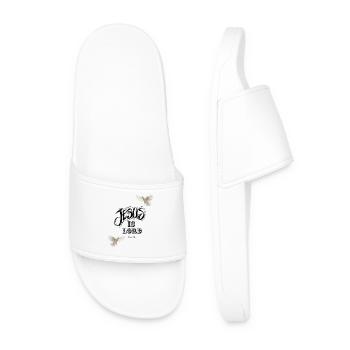 Jesus is Lord – Romans 10:9 – Christian Design - Men’s Pool Sliders - white - Front